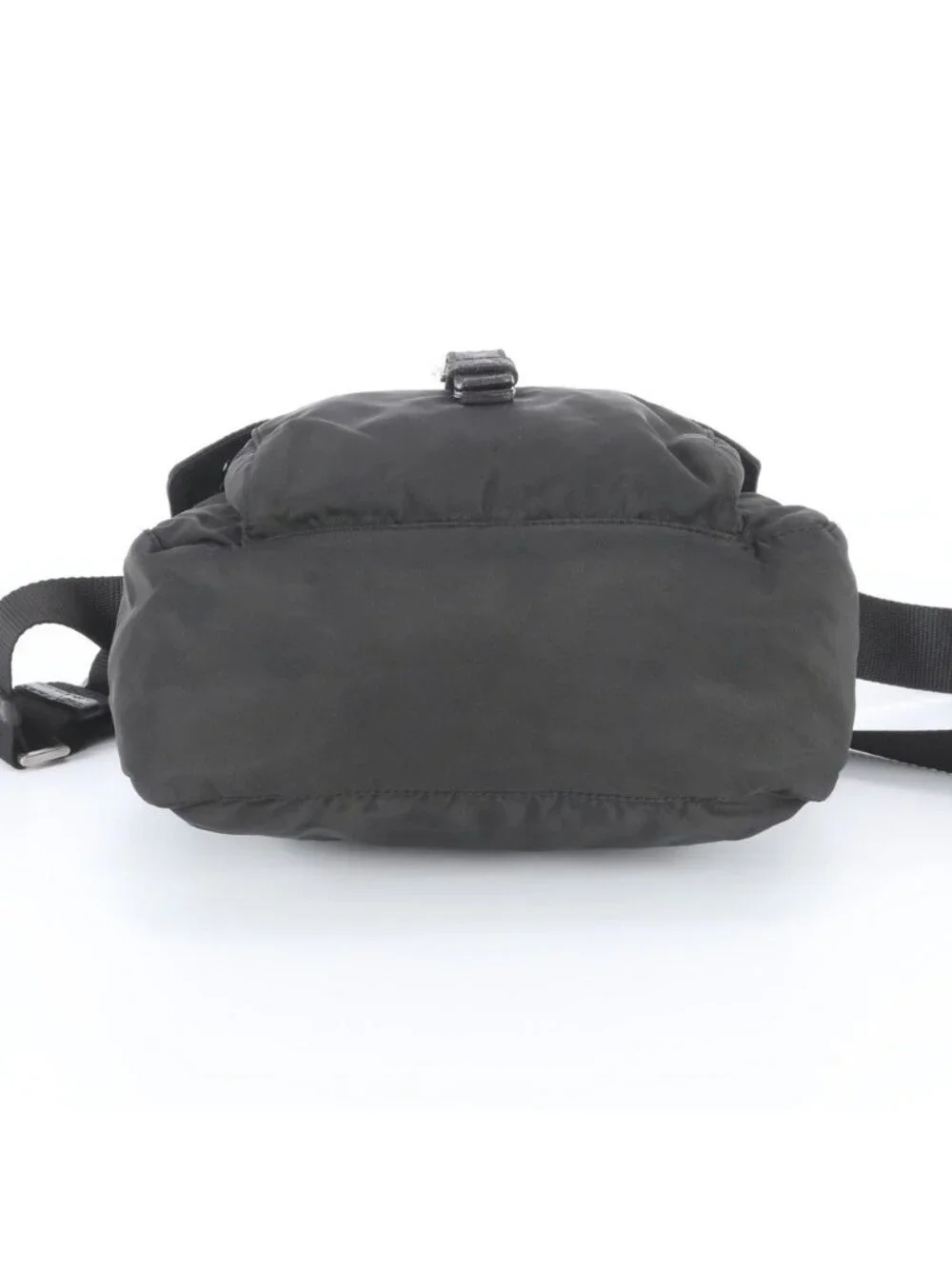 Prada Tessuto Nylon Triangle Logo Leather Shoulder Bag Crossbody Messenger Black